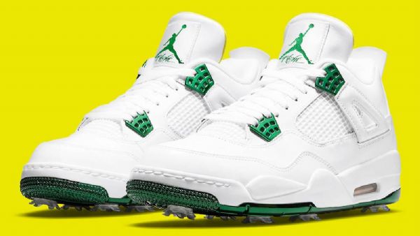 Nike Air Jordan 4 Golfsko Til Mænd Grøn Hvid