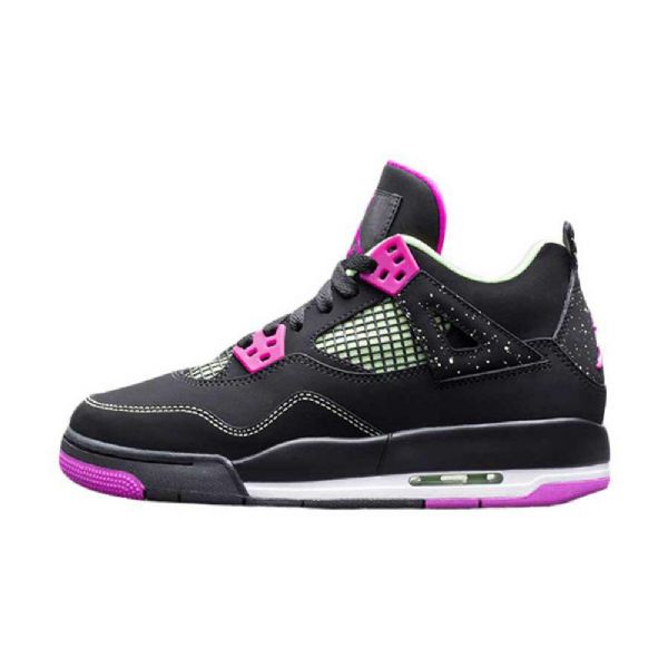 Nike Air Jordan 4 Gs Neon Sko Til Mænd Sort Lyserød