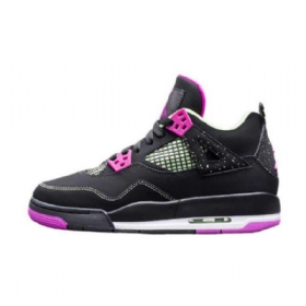 Nike Air Jordan 4 Gs Neon Sko Til Mænd Sort Lyserød
