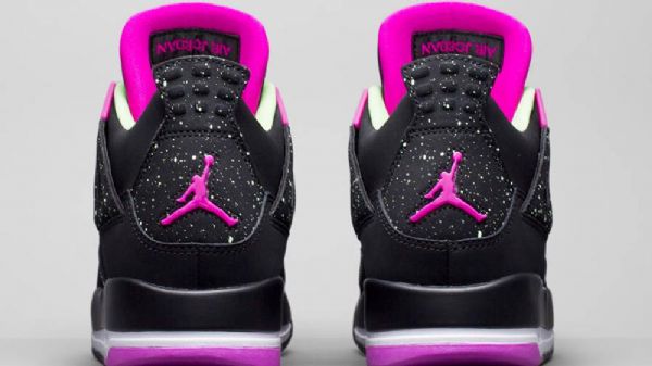 Nike Air Jordan 4 Gs Neon Sko Til Mænd Sort Lyserød