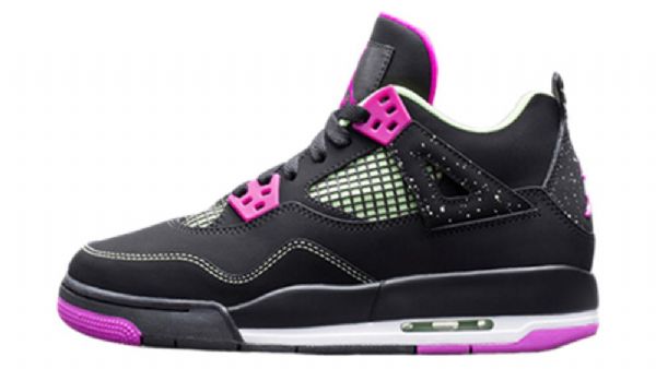 Nike Air Jordan 4 Gs Neon Sko Til Mænd Sort Lyserød