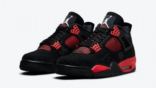 Nike Air Jordan 4 Gs Thunder Sko Til Damer Sort Rød