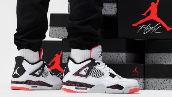 Nike Air Jordan 4 Hot Lava Sko Til Mænd Hvid Rød