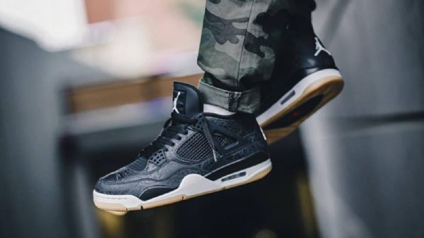 Nike Air Jordan 4 Laser Sko Til Mænd Sort