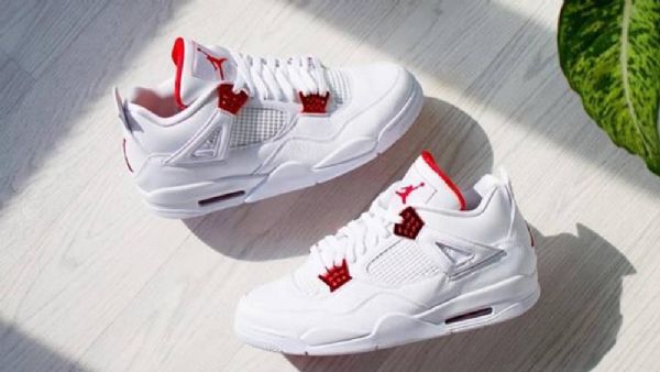 Nike Air Jordan 4 Pack Sko Til Damer Hvid Rød