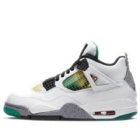 Nike Air Jordan 4 Retro Basketball Sko Til Damer Hvid Grøn