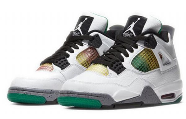 Nike Air Jordan 4 Retro Basketball Sko Til Damer Hvid Grøn