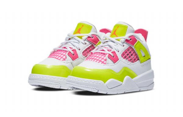 Nike Air Jordan 4 Retro Se Td Basketball Sko Til Børn Hvid Citron