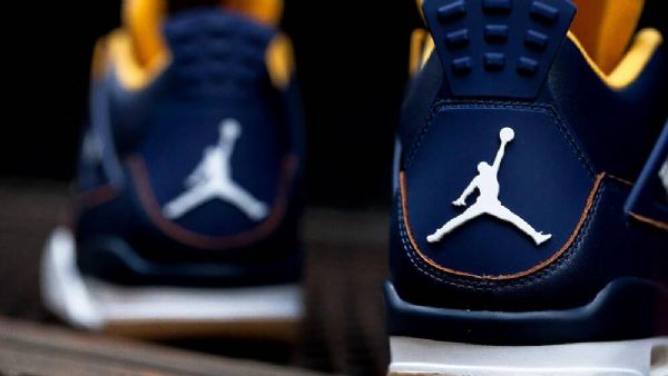 Nike Air Jordan 4 Retro Sko Til Mænd Marineblå Guld