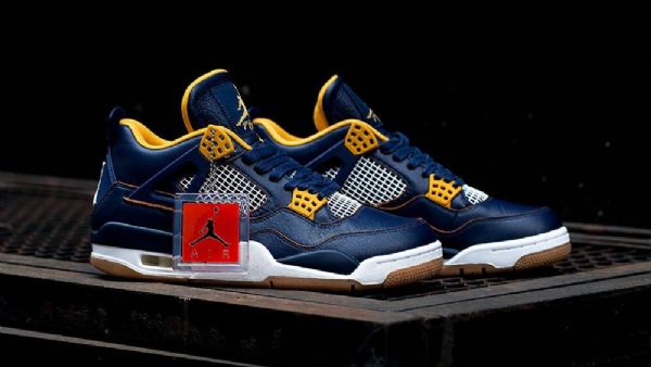 Nike Air Jordan 4 Retro Sko Til Mænd Marineblå Guld