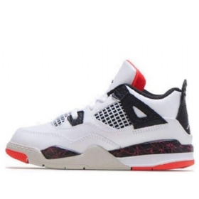 Nike Air Jordan 4 Retro Td Basketball Sko Til Børn Hvid Rød