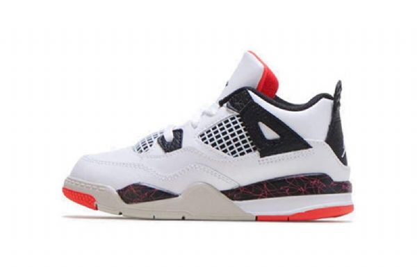 Nike Air Jordan 4 Retro Td Basketball Sko Til Børn Hvid Rød