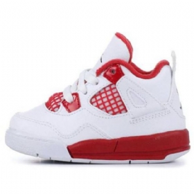 Nike Air Jordan 4 Retro Td Sko Til Børn Hvid Rød
