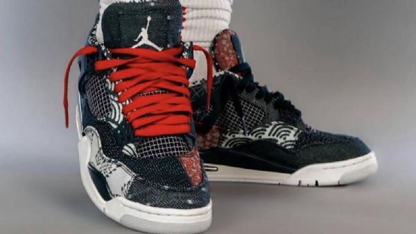 Nike Air Jordan 4 Sashiko Deep Ocean Sko Til Damer Marineblå