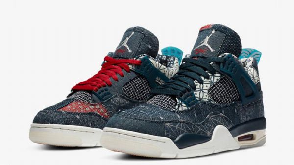 Nike Air Jordan 4 Sashiko Deep Ocean Sko Til Damer Marineblå