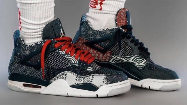 Nike Air Jordan 4 Sashiko Deep Ocean Sko Til Damer Marineblå