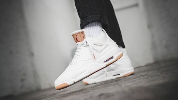 Nike Levis Air Jordan 4 Sko Til Mænd Hvid