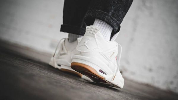 Nike Levis Air Jordan 4 Sko Til Mænd Hvid