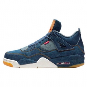Nike Levis Air Jordan 4 Sko Til Mænd Marineblå