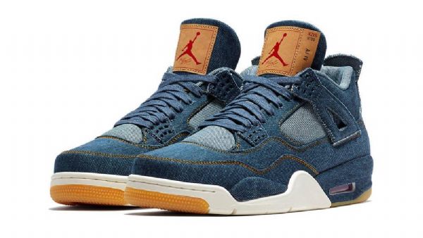 Nike Levis Air Jordan 4 Sko Til Mænd Marineblå