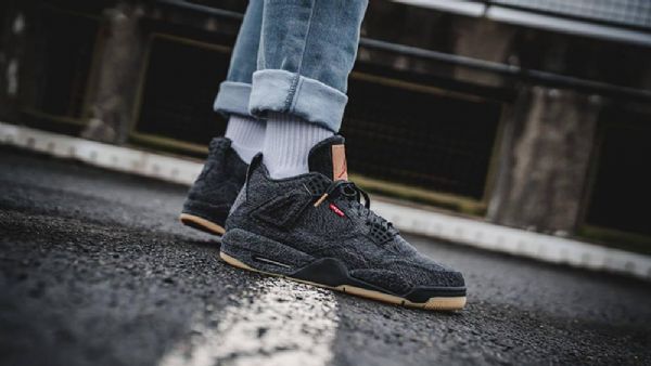 Nike Levis Air Jordan 4 Sko Til Mænd Sort