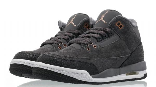 Nike Air Jordan 3 Antracit Bronze Gg Sko Til Mænd Grå