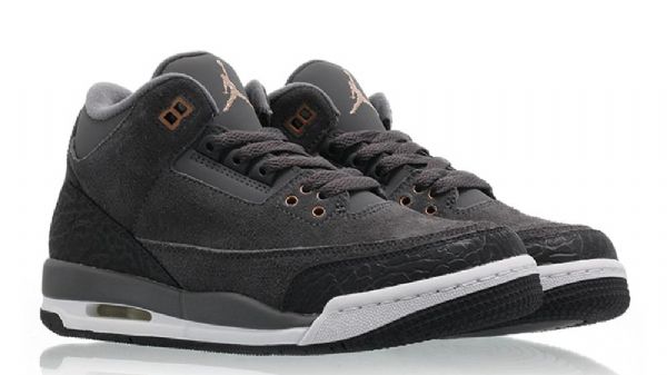 Nike Air Jordan 3 Antracit Bronze Gg Sko Til Mænd Grå
