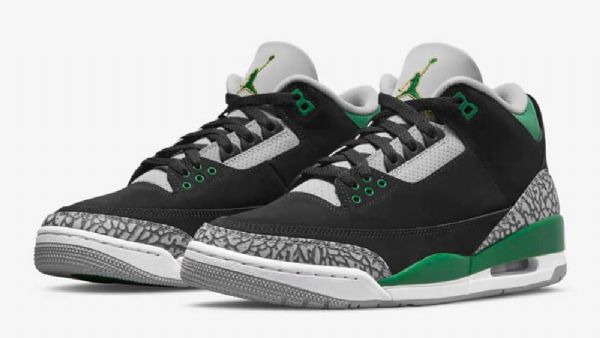 Nike Air Jordan 3 Pine Sko Til Mænd Sort Grøn