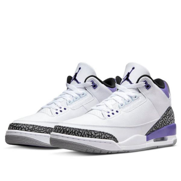 Nike Air Jordan 3 Retro Basketball Sko Til Mænd Sort Hvid Lilla