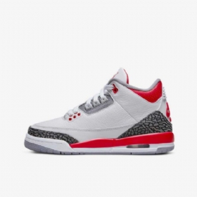 Nike Air Jordan 3 Retro Sko Til Børn Hvid Sort Grå Rød