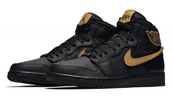 Nike Air Jordan 1 Bhm Sko Til Mænd Sort Guld
