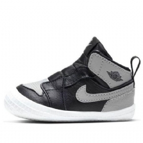 Nike Air Jordan 1 Crib Bootie Retro Basketball Sko Til Børn Sort Grå