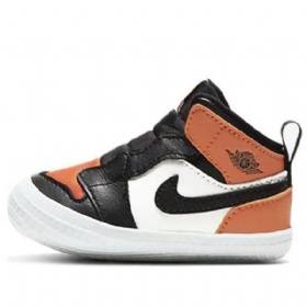 Nike Air Jordan 1 Crib Bootie Retro Basketball Sko Til Børn Sort Orange Hvid