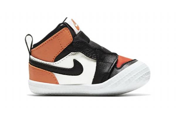 Nike Air Jordan 1 Crib Bootie Retro Basketball Sko Til Børn Sort Orange Hvid