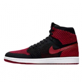 Nike Air Jordan 1 Flyknit Banned Sko Til Mænd Sort Rød