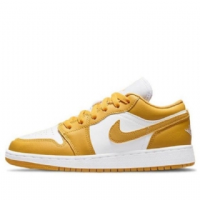Nike Air Jordan 1 Gs Basketball Sko Til Mænd Gul Hvid