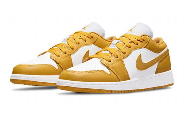 Nike Air Jordan 1 Gs Basketball Sko Til Mænd Gul Hvid