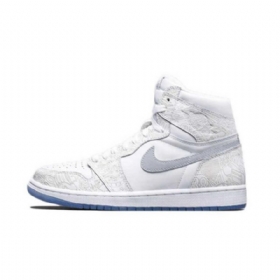 Nike Air Jordan 1 High Tops Laser Sko Til Damer Hvid Grå