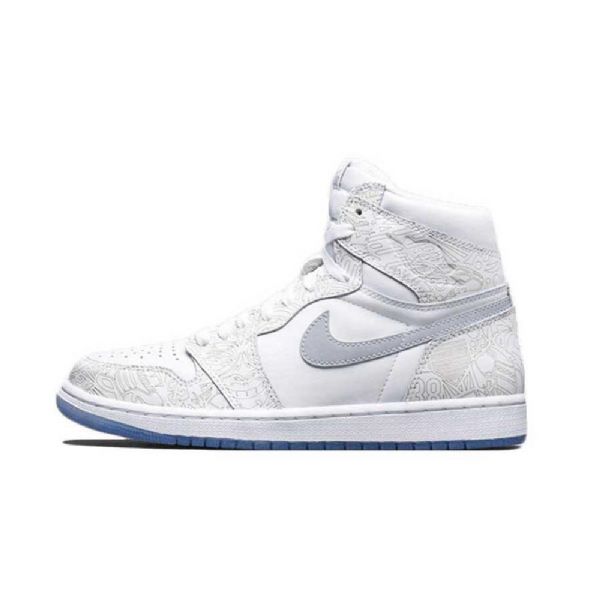 Nike Air Jordan 1 High Tops Laser Sko Til Mænd Hvid Grå