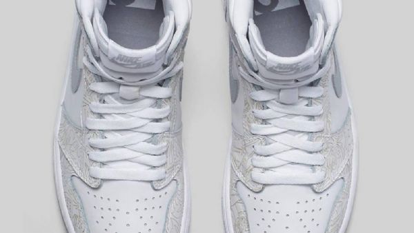 Nike Air Jordan 1 High Tops Laser Sko Til Mænd Hvid Grå