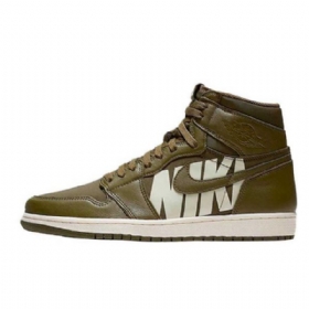 Nike Air Jordan 1 High Tops Og Canvas Sko Til Mænd Olivengrøn