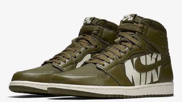 Nike Air Jordan 1 High Tops Og Canvas Sko Til Mænd Olivengrøn