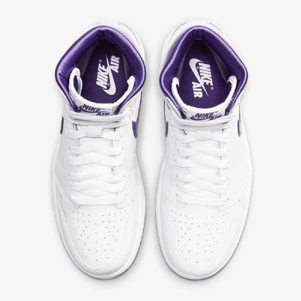 Nike Air Jordan 1 High Tops Og Sko Til Damer Hvid Lilla