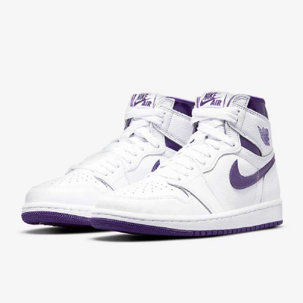 Nike Air Jordan 1 High Tops Og Sko Til Damer Hvid Lilla