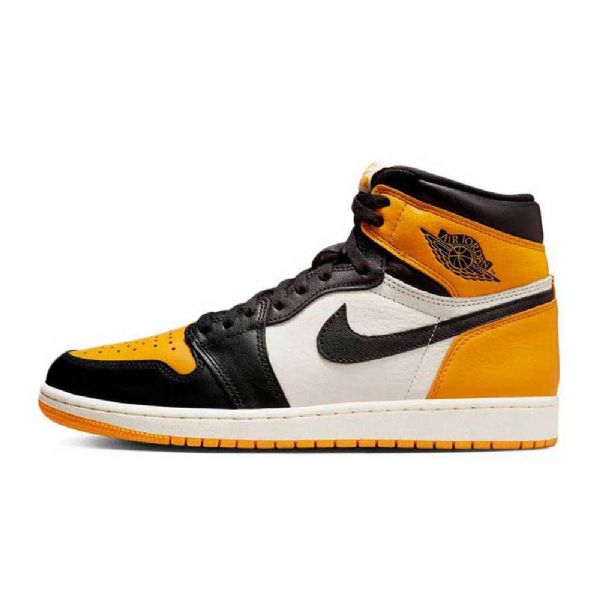 Nike Air Jordan 1 High Tops Og Toe Taxi Sko Til Damer Sort Gul Hvid