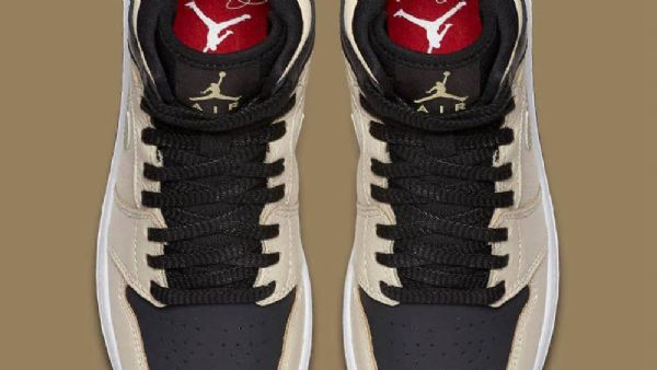 Nike Air Jordan 1 High Tops Pearl Sko Til Mænd Khaki Sort Hvidguld