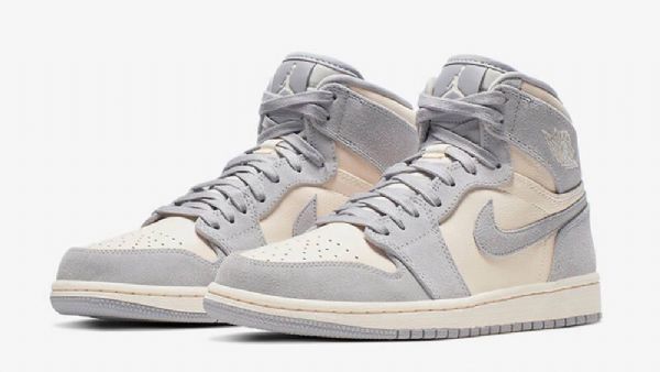 Nike Air Jordan 1 High Tops Premium Ivory Sko Til Mænd Khaki Grå