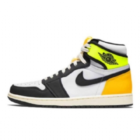 Nike Air Jordan 1 High Tops Volt Sko Til Mænd Hvid Sort Guld