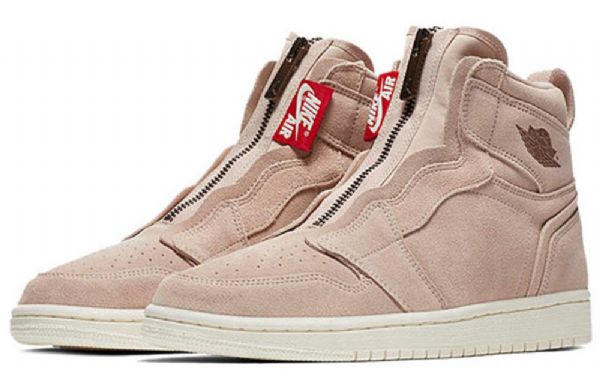 Nike Air Jordan 1 High Tops Zip Retro Basketball Sko Til Damer Beige