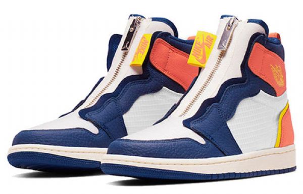 Nike Air Jordan 1 High Tops Zip Retro Basketball Sko Til Damer Blå